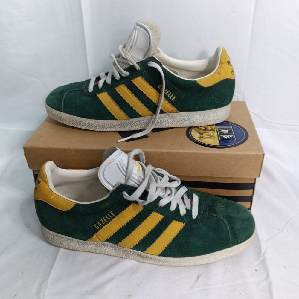 Vintage 90s Adidas Gazelle II Forest Amber Green Yellow Mens Size 9 with  Box